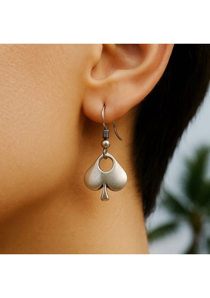 Iskambil Maça Şekilli Kadın Küpe Çift Adet Gümüş Kaplama El Yapımı Küpe fiyatları