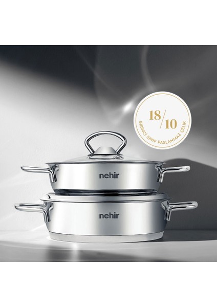 Silver Paslanmaz Çelik Sahan Seti - Gri - 18 cm + 20 cm