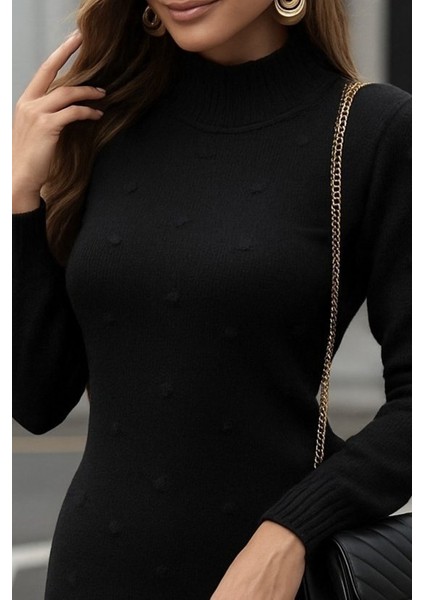 Kadın Uzun Kollu Balıkçı Yaka Triko Mini Boy Elbise fiyatları