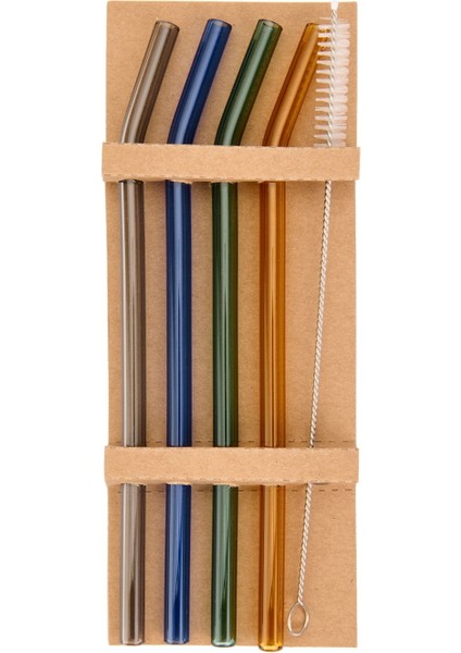 4'lü Cam Pipet - Renkli - 20 cm