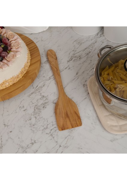 Zeytin Ağacı Düz Spatula - Açık Kahverengi - 30 cm