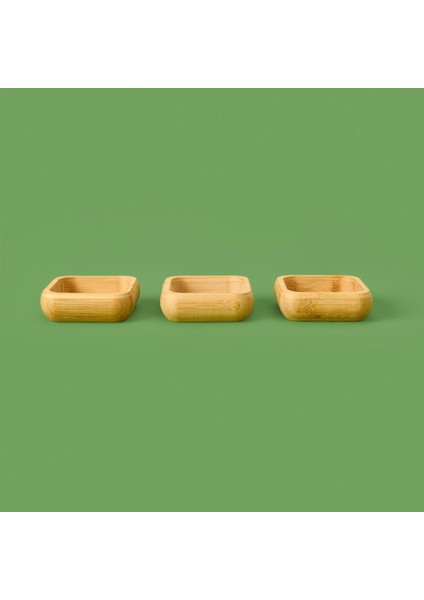 3'lü Kare Bambu Çerezlik Seti - Kahverengi - 9,5 cm modelleri