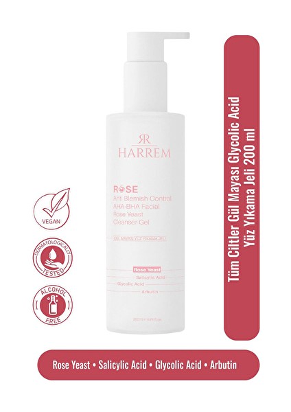 Series Tüm Ciltler Gül Mayası Glycolic Acid Hassas Yüz Yıkama Jeli 200 ml