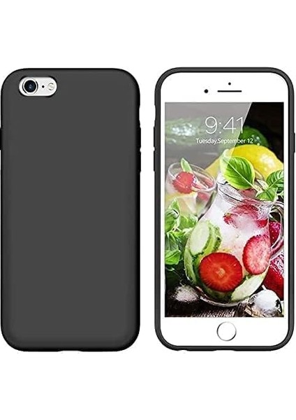 Ggm Aksesuar iphone 6 / 6s Içi Kadife Lansman Silikon Kılıf Şok Emici Full Kasa Koruma Sağlayan Kılıf - Silicone Compatible With 6 / 6s Gel Rubber Full Body Protection Cover (Siyah)
