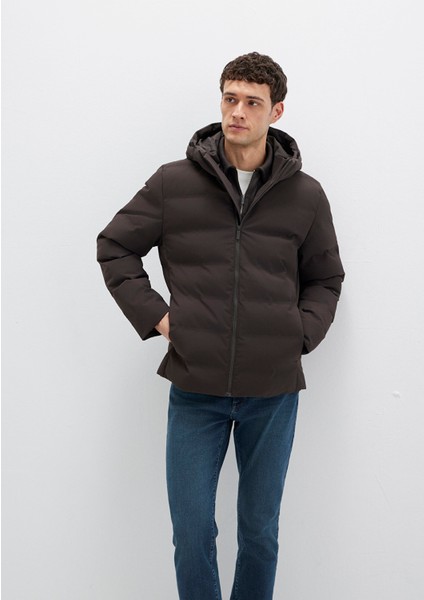 Kapüşonlu Kahverengi Şişme Mont 0110652-70219 fiyatları