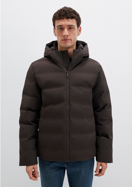 Kapüşonlu Kahverengi Şişme Mont 0110652-70219 fırsatları