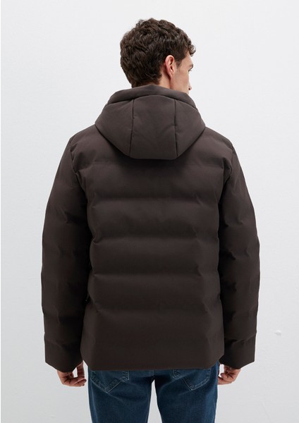 Kapüşonlu Kahverengi Şişme Mont 0110652-70219 indirimleri