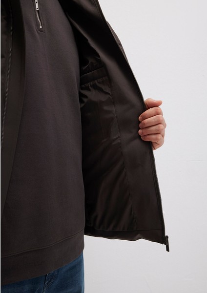 Kapüşonlu Kahverengi Şişme Mont 0110652-70219