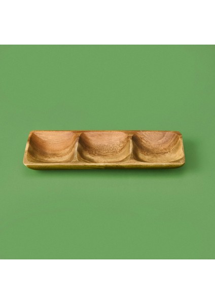 Akasya Üç Bölmeli Çerezlik - Kahverengi - 25X10 cm fiyatları