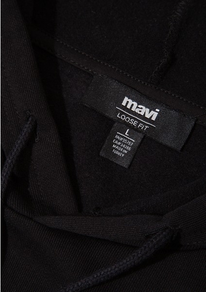 Mavi Baskılı Kapüşonlu Siyah Sweatshirt 0S10397-900