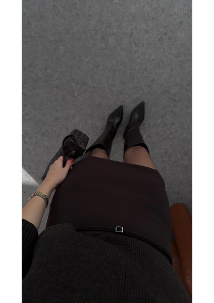 Kemerli Acı Kahve Şort Etek fırsatları