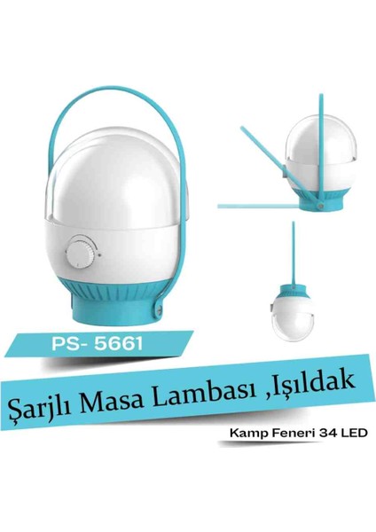 Fener Şarjlı Kamp Tipi Kamp Çadır Aydınlatma Lamba 34 LED fiyatları