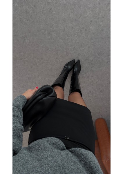 Kemerli Siyah Şort Etek modelleri