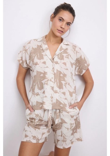 Anıl 11606 Kadın Kısa Kol Gömlek ve Şort Takım