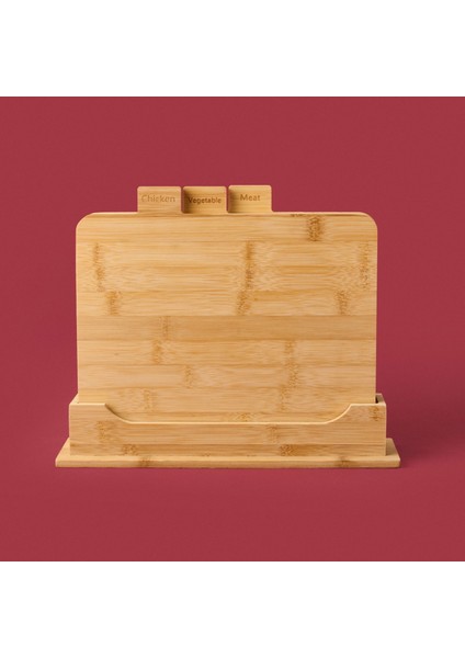 Piero 3'lü Stantlı Kesme Tahtası - Açık Kahverengi - 27 cm fiyatları