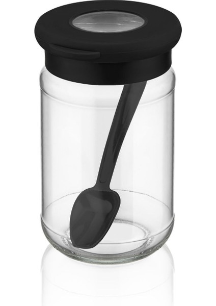 C344X6 Flat 6'lı Kaşıklı Baharatlık Seti - Siyah / Şeffaf modelleri