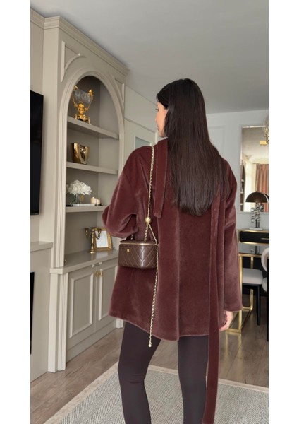 Gold Düğmeli Kahve Kısa Kürk Ceket fiyatları