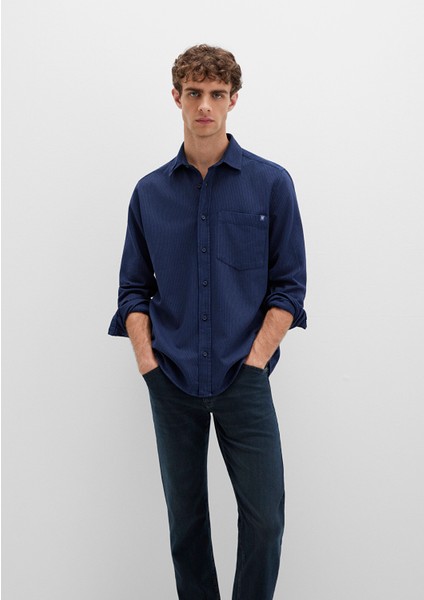 Çizgili Lacivert Gömlek 0211775-91324