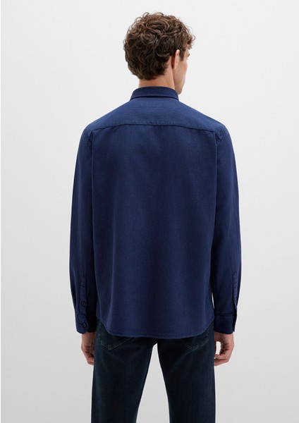 Çizgili Lacivert Gömlek 0211775-91324 fırsatları