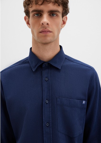 Çizgili Lacivert Gömlek 0211775-91324 indirimleri