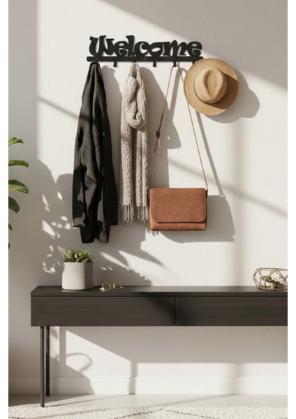 Metal Welcome Yazılı Duvar Askılığı Dekoratif Portmanto Vestiyer Askısı Antre Askılık fiyatları