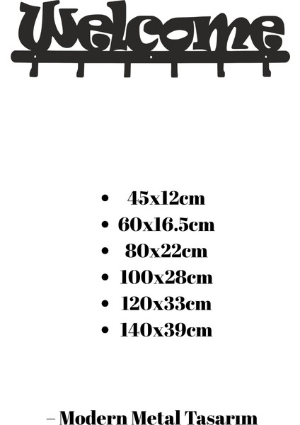 Metal Welcome Yazılı Duvar Askılığı Dekoratif Portmanto Vestiyer Askısı Antre Askılık