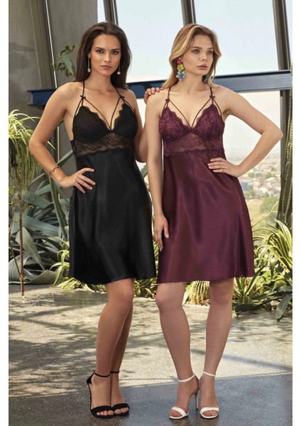 Nurteks 5428 Kısa Saten Gecelik
