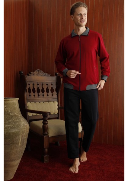 Kocabey 7424 Erkek Battal Apaj Yaka Uzun Kol Eşofman Takım