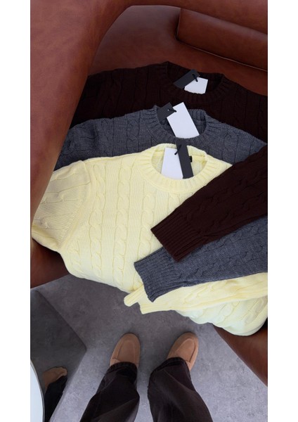 Antrasit Saç Örgü Kazak fırsatları