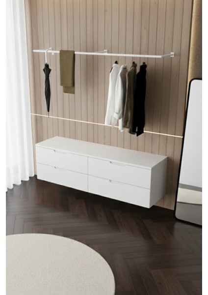 Metal Duvara Monte Elbise Askısı Minimalist Portmanto Askılığı 145X25 cm