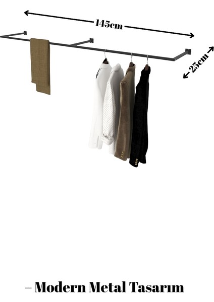 Metal Duvara Monte Elbise Askısı Minimalist Portmanto Askılığı 145X25 cm modelleri