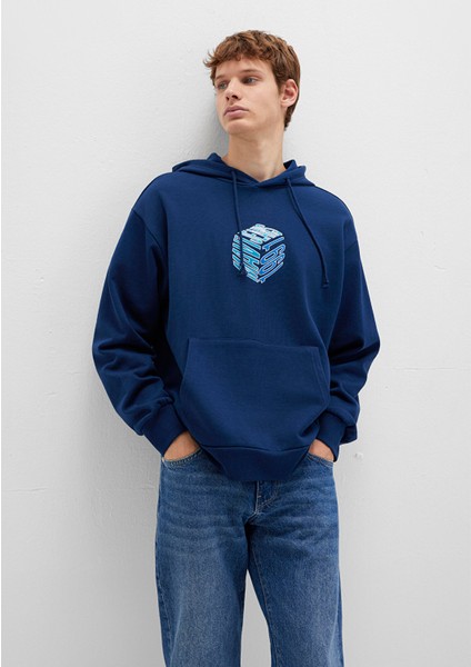Mavi Baskılı Kapüşonlu Lacivert Sweatshirt 0S10397-89353