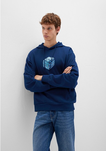 Mavi Baskılı Kapüşonlu Lacivert Sweatshirt 0S10397-89353 fiyatları