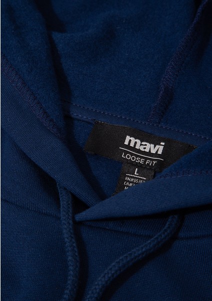 Mavi Baskılı Kapüşonlu Lacivert Sweatshirt 0S10397-89353
