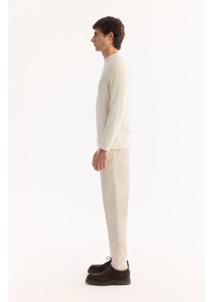 Erkek Ekru Bisiklet Yaka Soft Touch Dokulu Triko Regular Fit Kazak A52Y5050 modelleri