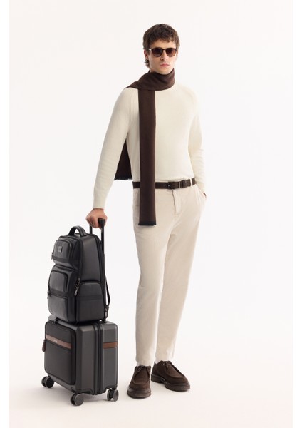 Erkek Ekru Bisiklet Yaka Soft Touch Dokulu Triko Regular Fit Kazak A52Y5050