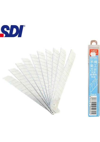 Sdı 1403 Çelik Maket Bıçağı Falçata Ucu Yedeği 9mm 60 Derece Küçük 10'lu