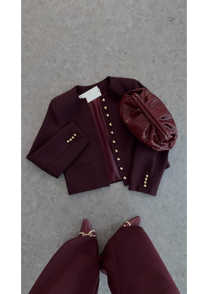 Gold Düğmeli Mürdüm Ceket indirimleri