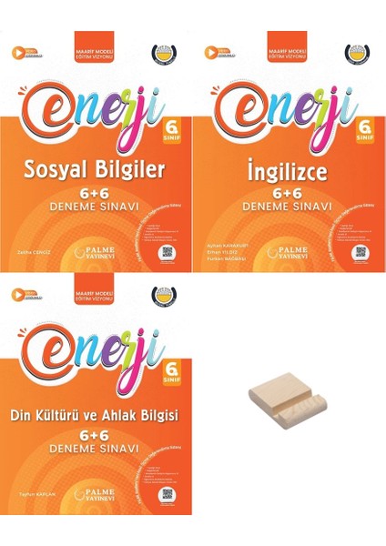 Palme 6. Sınıf Enerji 6+6 Sosyal Din ve Ingilizce Deneme Sınavı 3lü Set + Telefon Standı