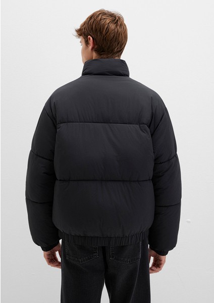 Dik Yaka Siyah Şişme Mont 0110609-71379 indirimleri