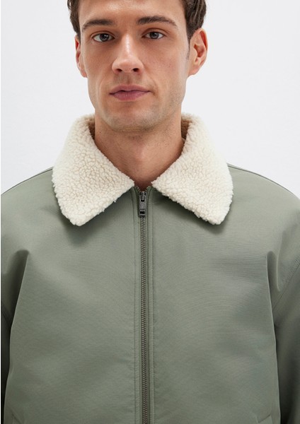 Suni Kürk Detaylı Haki Ceket 0110665-80692 indirimleri