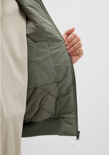 Suni Kürk Detaylı Haki Ceket 0110665-80692