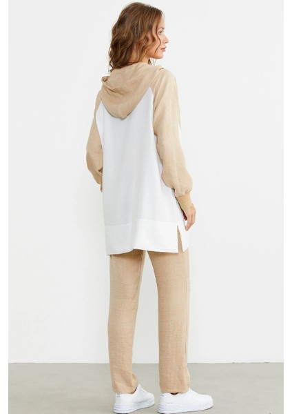 Sementa 76448 Keten Görünümlü Kapüşonlu Tunik Takım