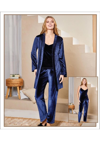Flz 31-108 Bayan Kadife Sabahlık Pijama Takımı