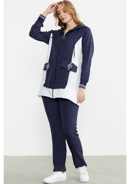 Sementa 76448 Keten Görünümlü Kapüşonlu Tunik Takım modelleri