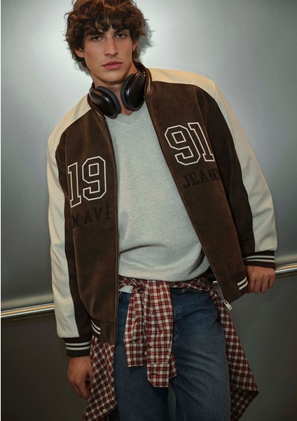 Mavi Baskılı Suni Süet Kolej Ceketi 0110724-70242