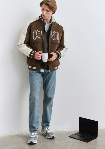 Mavi Baskılı Suni Süet Kolej Ceketi 0110724-70242 fiyatları