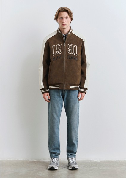 Mavi Baskılı Suni Süet Kolej Ceketi 0110724-70242 fırsatları