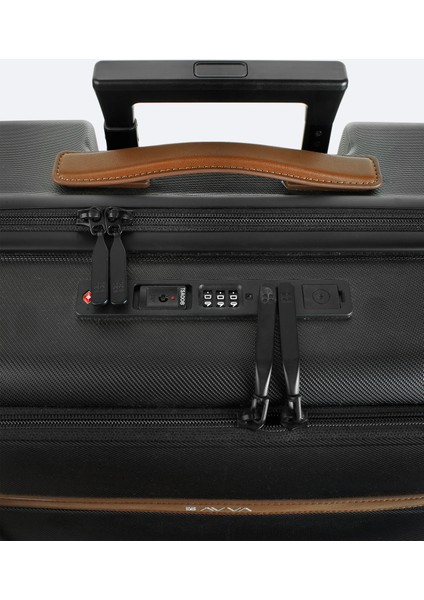 Erkek Siyah Polipropilen Kilitlenebilir Laptop Bölmeli Küçük Boy Bavul B008110