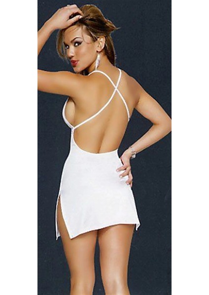 TSEC03105 Arkası Çapraz Yırtmaçlı Gecelik